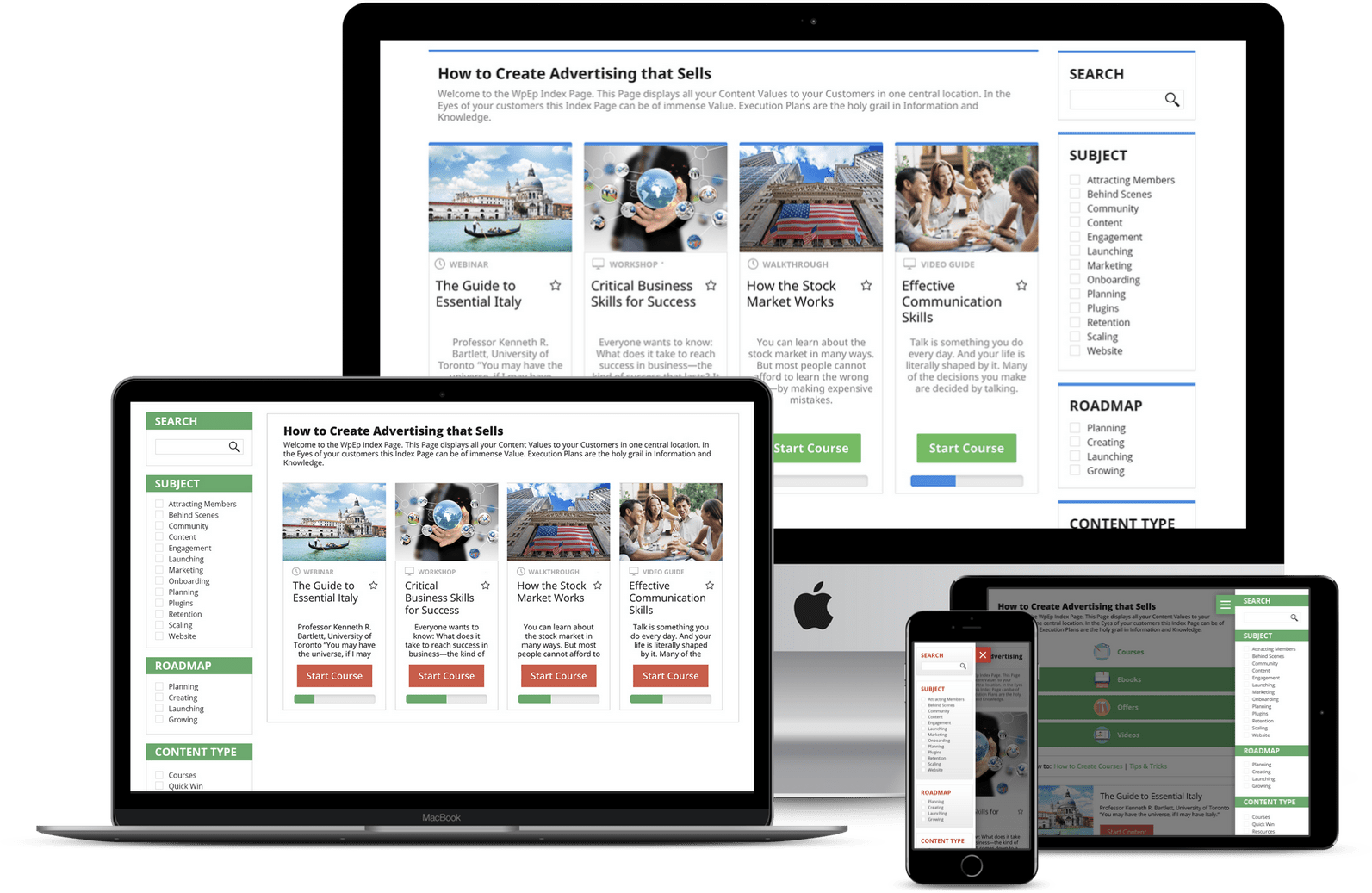 Content Library Index Page eLearnCommerce Feature Overview, Feature Overview, eLearnCommerce, eLearnCommerce